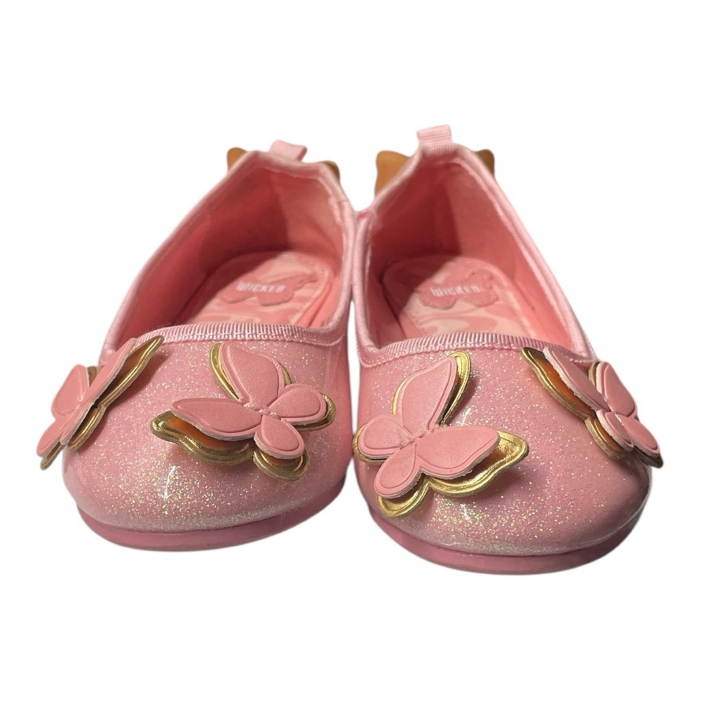 Wicked Pink Glitter Butterfly Flats Girls Size 13 - Picture 7 of 10